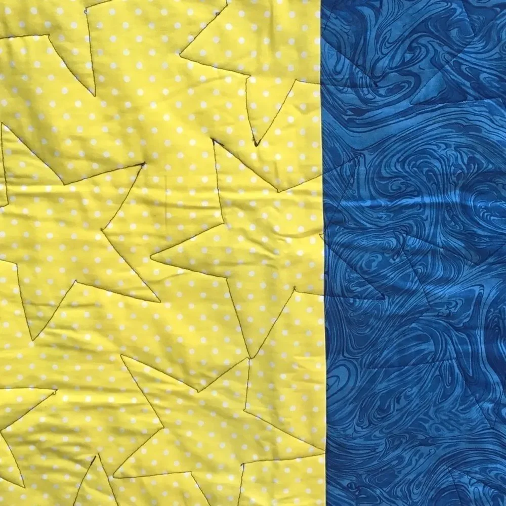 NWT Hand Crafted Blue & Yellow Quilt
